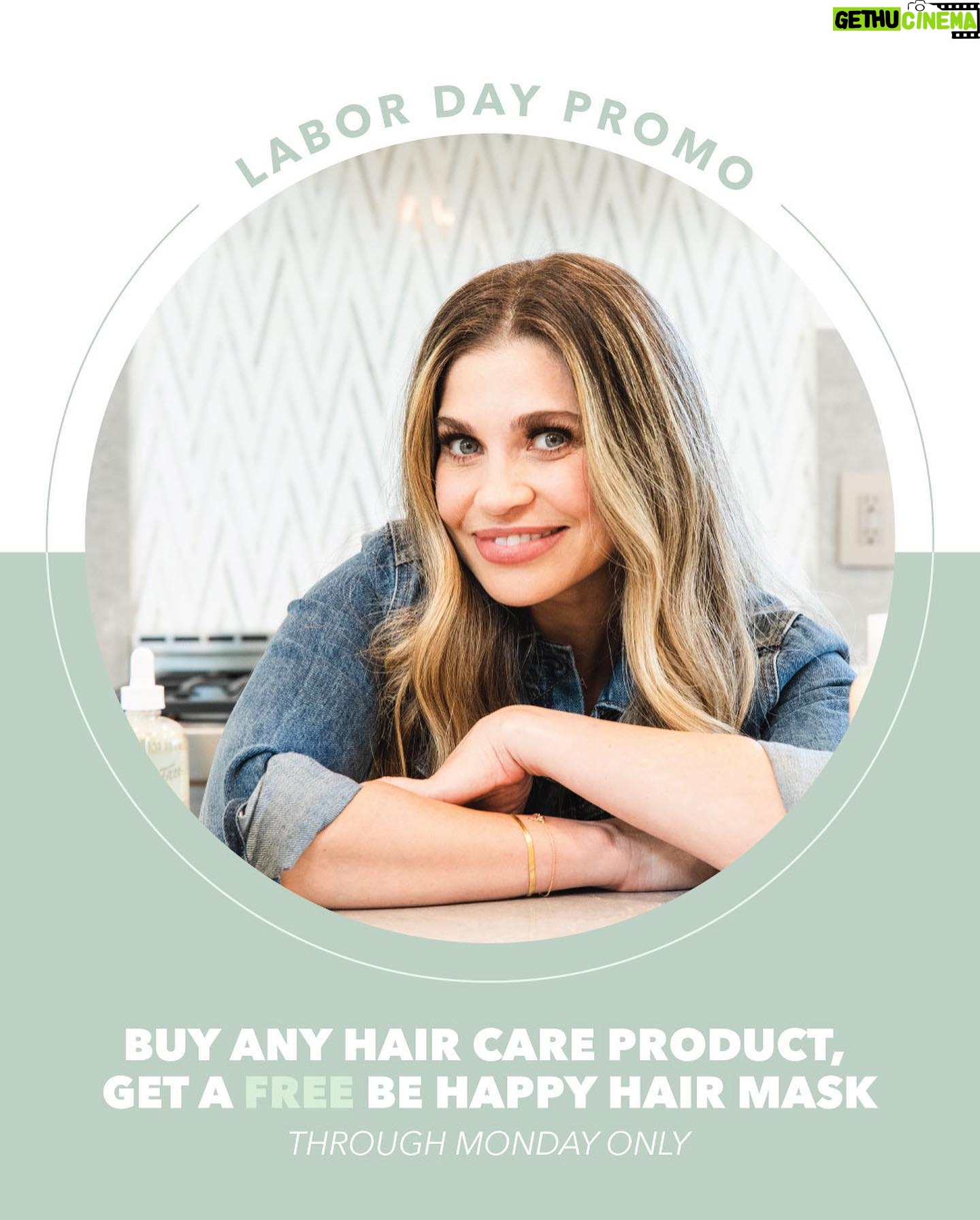 Danielle Fishel Instagram - ADD A FREE BE HAPPY HAIR MASK to any hair care order through Monday! All you have to do is add it to your cart with any other hair care product, and the discount will be automatically applied. Just remember you can't combine discounts in the cart! We really LOVE this Hair Mask and think that everyone should use it. Hair repair to the max, plus it smells good and makes your hair feel amazing - goodbye, frizz!!! So if you haven't tried it out, now is your chance to do it for FREE... and if you already love it like we do, stock up now.