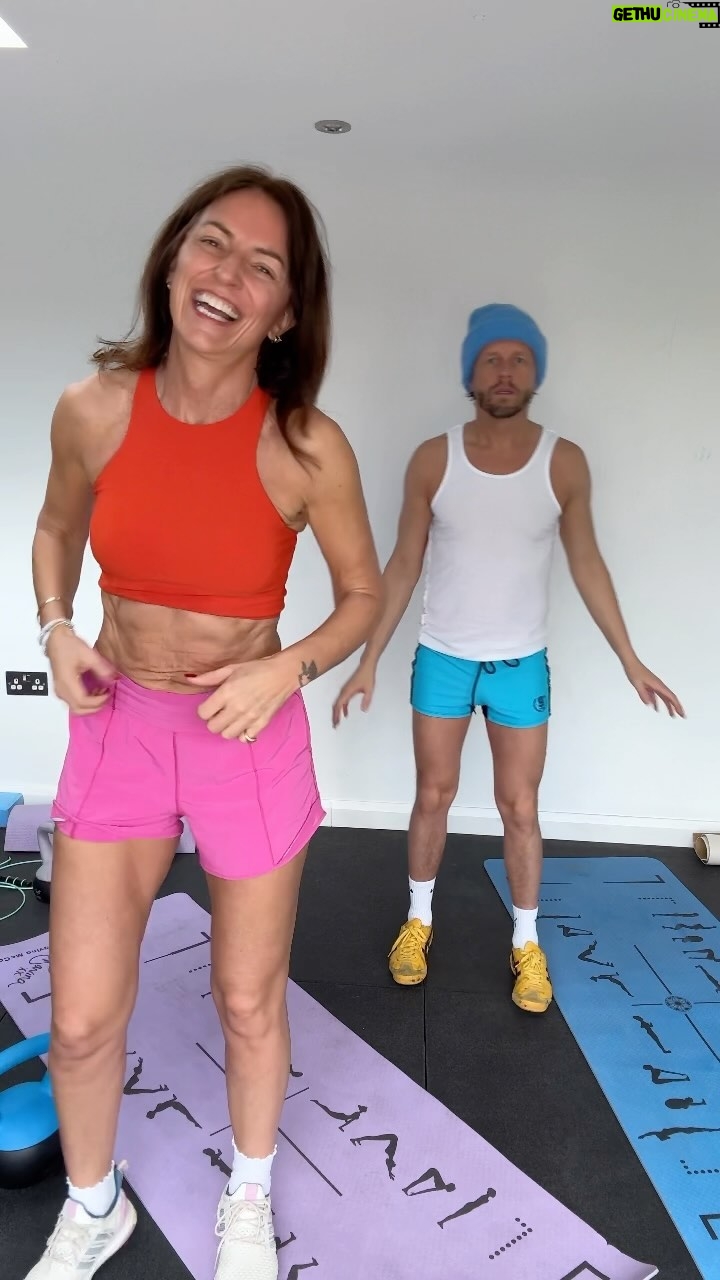 Davina McCall Instagram - It’s laugh a minute working out with Michael. Thank you @mdlondon … This is session three of week two of “a strongeryou” and I’m definitely feeling the gains. I know I say that every day but I really am! Thank you, @richcallender for your joy and positivity and for making me slightly hurt everywhere … I’m loving this challenge. Thanks @ownyourgoalsdavina #ad