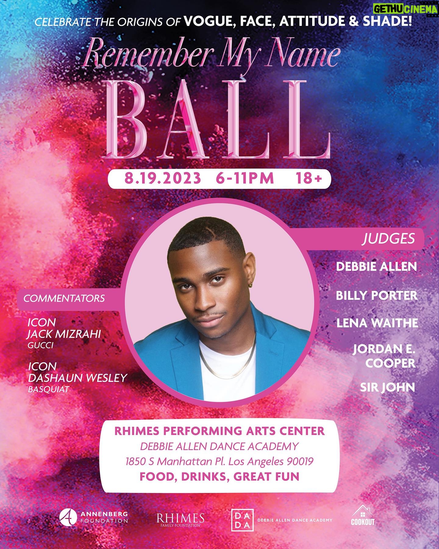Debbie Allen Instagram - Join us at the Remember My Name Ball! ✨ An evening dedicated to embracing the origins of VOGUE, FACE, ATTITUDE & SHADE. Let's come together for a night of unity, passion, and fashion as we pay tribute to #OShaeSibley 🌈 Get tickets at the link in my bio! #RememberMyNameBall