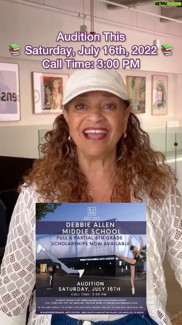 Debbie Allen Instagram - 🚨𝐃𝐞𝐛𝐛𝐢𝐞 𝐀𝐥𝐥𝐞𝐧 𝐌𝐢𝐝𝐝𝐥𝐞 𝐒𝐜𝐡𝐨𝐨𝐥 𝐚𝐮𝐝𝐢𝐭𝐢𝐨𝐧𝐬 𝐓𝐇𝐈𝐒 𝐒𝐚𝐭𝐮𝐫𝐝𝐚𝐲!🚨 Join us for Round 2 of our Middle School auditions on Saturday, July 16 at 3pm. A limited number of full and partial scholarships are available. 📍This audition will be held at the: 𝗥𝗵𝗶𝗺𝗲𝘀 𝗣𝗲𝗿𝗳𝗼𝗿𝗺𝗶𝗻𝗴 𝗔𝗿𝘁𝘀 𝗖𝗲𝗻𝘁𝗲𝗿 1850 South Manhattan Place Los Angeles, CA 90019 (310) 280-9145 If you know a 6th or 7th grader that would benefit from this incredible opportunity please tag them in the comments or pass the info along.✨ ➡️ Please click on the link in our bio to register. For more information please call (310) 202-1711 or email Delorse Bond at dbond.dada@gmail.com. We look forward to hearing from you! #debbieallen #debbieallendanceacademy #laschools #losangeles #performingartsschool #dance #dancers #greysanatomy