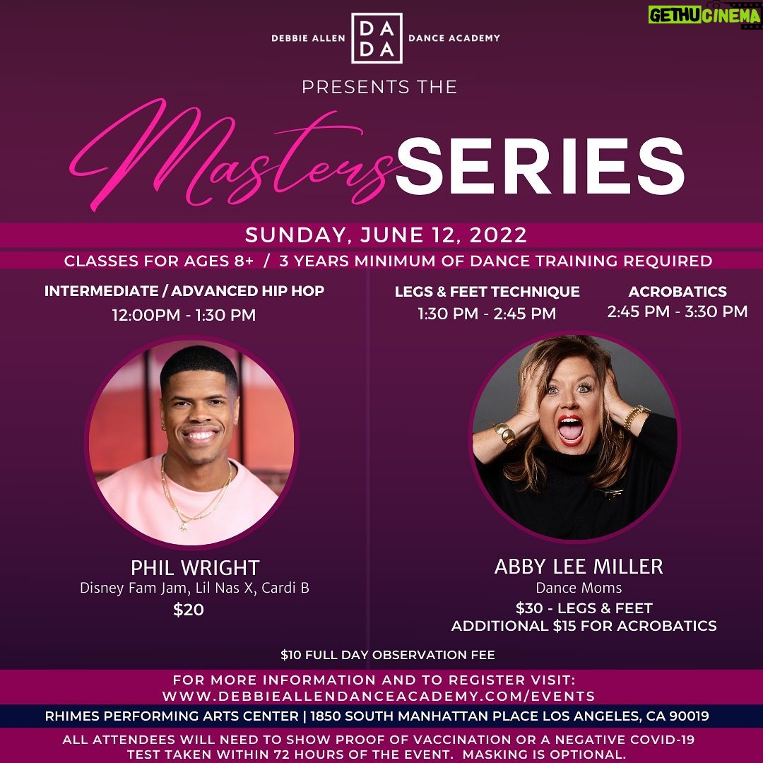 Debbie Allen Instagram - Donβt miss this @OfficialDADance Master Class TOMORROW with @Phil_Wright_ and @TheRealAbbyLee! π Register now at the link in my bio! HOLLA π