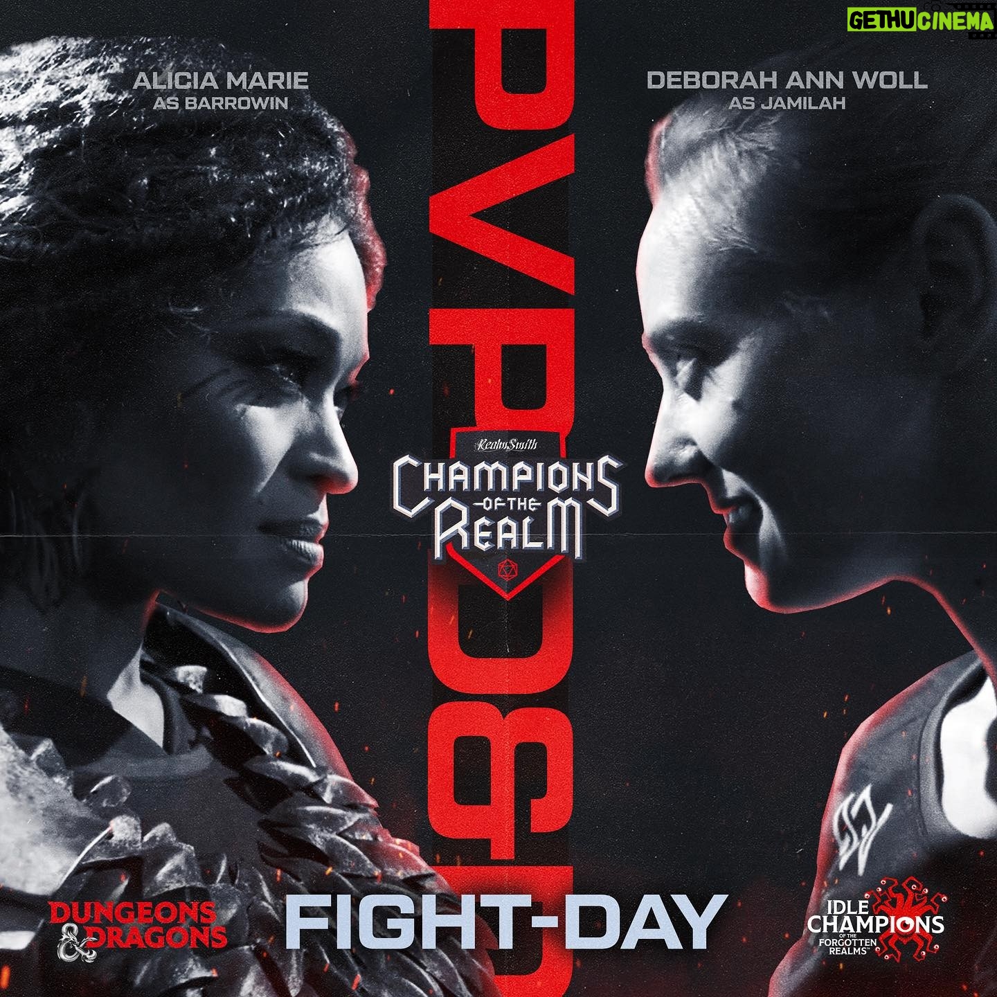 Deborah Ann Woll Instagram - 🥊FIGHT-DAY!!! 🥊 Watch @deborahannwoll #jamilah vs. @aliciamariebody #barrowin as they battle for a spot in the semi-finals in #championsoftherealm WATCH LIVE PREMIERE @ 8pm ET: YouTube.com/RealmSmith Or YouTube.com/dndwizards Huge thanks to our sponsors @dndwizards @idle_champions @heroforgeminis @lostodysseylive #satinesquest @forgeddice @lastgameboard @syrinscape_app @chadrowetattoos @mythrollarmory @nobleknightgames @monsterfight31 * * * #dnd #dnd5e #dandd5e #dungeonsanddragons #dandd #ttrpg #tabletoprpg #dungeonmaster #realmsmith #idlechampions #pvpdnd