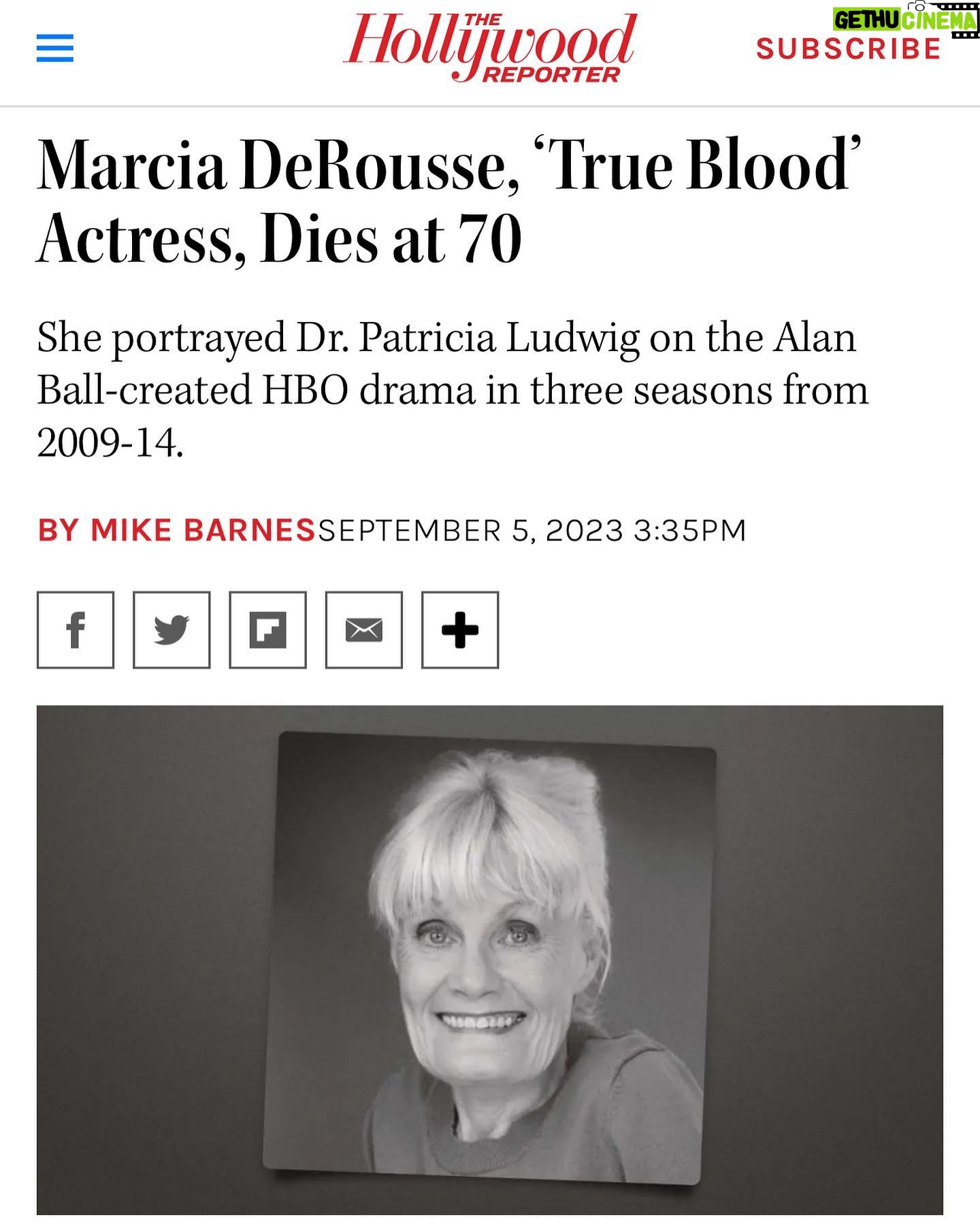 Deborah Ann Woll Instagram - So saddened to hear of Marcia’s passing. She was such a scene stealer on True Blood. Her careeer goes back 40 years. Deepest condolences to her family and friends. Us fans will miss her. Rest in peace, Marcia ❤️❤️