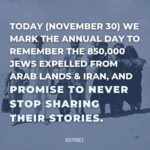 Debra Messing Instagram – Repost from @stateofisrael
•
850,000.

That’s the number of Jewish refugees from Arab countries & Iran who were forced to flee the countries they called home for hundreds (& even thousands of years).

They left behind homes, businesses, synagogues & belongings.

For over 2,500 years, Jews continuously lived in North Africa, the Middle East & Gulf region.

In the 1930s, Jews began to experience large waves of discrimination.

The situation for Jews became increasingly dangerous following the adoption of the UN Partition Plan in 1947.

Jews in Iraq, Egypt, Syria, Yemen & other countries were targeted in violent pogroms which continued into the 50s & 60s.

Today (November 30) we mark the annual day to remember the 850,000 Jews expelled from Arab Lands & Iran and promise to never stop sharing their stories.

#jewishrefugeesday  #middleeast #ethniclycleansed #mizrahi