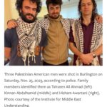 Debra Messing Instagram – THIS is a HATE CRIME. 
This is horrifying.
This is Islamophobia. 

Call out hate wherever and whenever you see it. 

I pray for the 3 men’s fast and full recovery, and for the bigot to be arrested and indicted for attempted murder.

#islamaphobia #hatecrime #Vermont #palestinian #nohate #seesomethingsaysomething

DETAILS:
Without saying a word, the shooter fired at least four rounds
from a pistol, striking two of the men in the torso and one in the lower
extremities, police said in a press release issued early Sunday
afternoon. Two of the victims were in stable condition and one sustained
serious injuries.