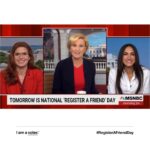 Debra Messing Instagram – What an incredible privilege to share #RegisteraFriendDay with @morningjoe and our favorite friend, @mikabrzezinski. After reading countless studies about the significant impact of friends in voter turnout (a reminder from a friend can make a voter up to 2x more likely to vote), @iamavoter launched Register a Friend Day – because friends don’t let friends skip elections!

This has become the organization’s highest day of engagement and we are so excited to launch it again September 19th on #nationalvoterregistrationday! 

If you haven’t read the very compelling data from Robert Reynolds and Vote Tripling yet, we highly recommend it! 

Please text FRIENDS to 26797 to make are you are registered to vote, and tag three friends below to remind them to check their registrations!

@therealdebramessing @mandanadayani @iamavoter #knowyourvalue #iamavoter