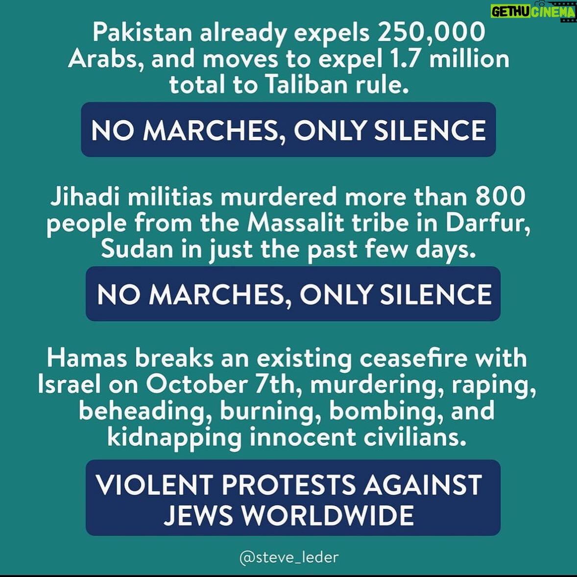 Debra Messing Instagram - Repost from @steve_leder • Where are the marches, banners, and hate-filled protests for what is happening in Pakistan and Darfur? Where is the outcry? Where is the outrage? It is evident that these are not marches for Arab lives, these are marches for Jew hatred! 🇮🇱 #standwithisrael Addendum: If you support the freedom and independence of Palestinians, you are NOT anti-Semitic. If you blame the Israel’s actions on Jews everywhere, you are an antisemite. If you march and scream Free Gaza, you are Not anti-Semitic. If you scream “from the river to the sea Palestine will be free,” —Hamas’ phrase for killing all the Jews and wiping Israel off the map- you are antisemite. If you say that it’s been a complex, difficult history between Israel and Palestine because of the historical ties both have to the land, and the mistakes both sides have made — you are not antisemitic. If you say Israelis are colonizers and it is an apartheid state— besides not fitting the definition of either claims and being factionally wrong -you are an antisemite. If you disagree with Jewish students on your campus- you are not an antisemite. If you threaten, attack, intimidate, chase, trap in libraries Jewish students and don’t denounce calls to gas the Jews, or slit their throats etc— you are an antisemite. If you are marching for Palestinian displacement and liberation and the end to the killing and you DON’T for the million in China, the 800 in Darfur, the 1.5 million in the Congo - you are an antisemite.