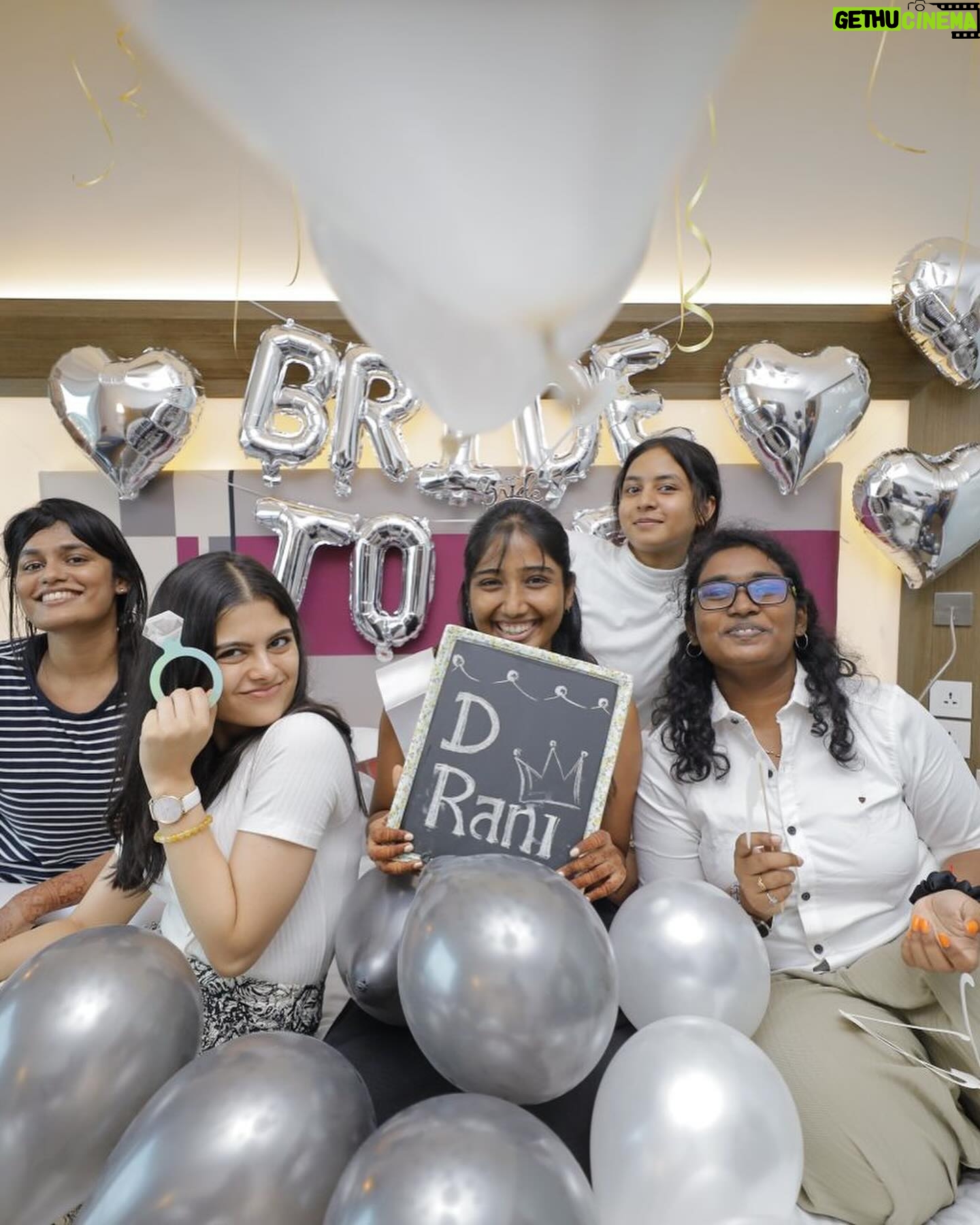 Deepika Venkatachalam Instagram - 18.05.23 🥹 The first evening of most evenings following. 🫶🏼 The day began on an emotional note with my girls surprising me out of nowhere with a bachelorette party, all dolled up and with a “D Rani” board making me all teared up. - The womanhood and girl to girl friendships came to me late, but at the perfect time :’) 🧿 We wanted a small mehendi celebration, chinna vaiyasula relatives ellam onna okandhu poduvom la? Apdi. And we had it just in our terrace with the cutest decor! The wedding mood was setting in so hard this evening, we both had shoot till the day before , all tired and exhausted. Aana this very evening, the jam session with songs that remind us of love, and of course both of us dancing for each other with the lyrics that spell out our love to each other, was so much enough to let all the emotions sink in! 🥹 And that’s when we told you all that it’s US getting married to each other !!!!!!!!!!!!! 🙈🙈🙈 Kalyana veedu kalai katta aramichadhey, iniki dhaan. Everyone was around, so much noise, laughter, silliest gestures among ourselves. A year ago today, I felt the cold feet but also got my heart warmed that “THIS” is happening, we are soon announcing to the whole world that we are “US. 🫶🏼🫂 . #RnD #OneYearofMehendi #mehendi #weddingseries #RnDkalyanam #RnDwedding