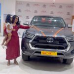 Deepthi Sunaina Instagram - My first vehicle ❤️✨🧿 Thank you for this precious gift❤️🫂@pra_deepreddy7754 and daddy🥺❤️ Thanks for existing and I love you. #deepthisunaina #hilux #toyotahilux