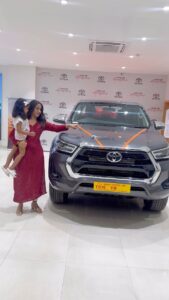 Deepthi Sunaina Instagram - My first vehicle ❤️✨🧿 Thank you for this precious gift❤️🫂@pra_deepreddy7754 and daddy🥺❤️ Thanks for existing and I love you. #deepthisunaina #hilux #toyotahilux