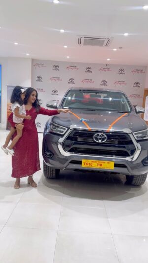 Deepthi Sunaina Instagram - My first vehicle ❤️✨🧿

Thank you for this precious gift❤️🫂@pra_deepreddy7754 and daddy🥺❤️ 
Thanks for existing and I love you. 

#deepthisunaina 
#hilux #toyotahilux