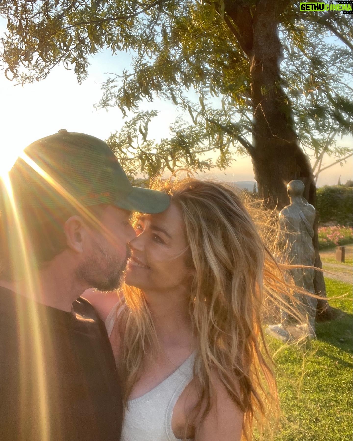 Denise Richards - 26.2K Likes - It’s been a dream of mine & my husband’s to go to Tuscany. I was so lucky to shoot in Italy this past week so we decided to make a big trip out of it. Here we are Trying to capture the best pic & me looking ridiculous and my hair all crazy( we just went to the spa) I look at some of your photos and wonder who the hell is there to take them? Do you all travel with someone? Do you ask someone close by to shoot it? I’m so curious 😂 because most of you all that I follow your vacay pics looks really good!