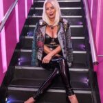 Denise Van Outen Instagram – Video shoot🎥 ‘DISCOLISCIOUS’ dance track filmed @maggies_club London with @sweeneyldn 🔥. Styling @thomothestylist 💥wearing @monikabereza @honeybirdette Glam 💥 @livdaveymakeup using @iconic.london @ciatelondon director💥 @leecheney_ 🫶🏼. Video coming soon, single release next month (my collaboration with @angelleemusic 💜) 🚀 images @brett_d_cove 📸 ( God loves a trier…. I love a harness😜)