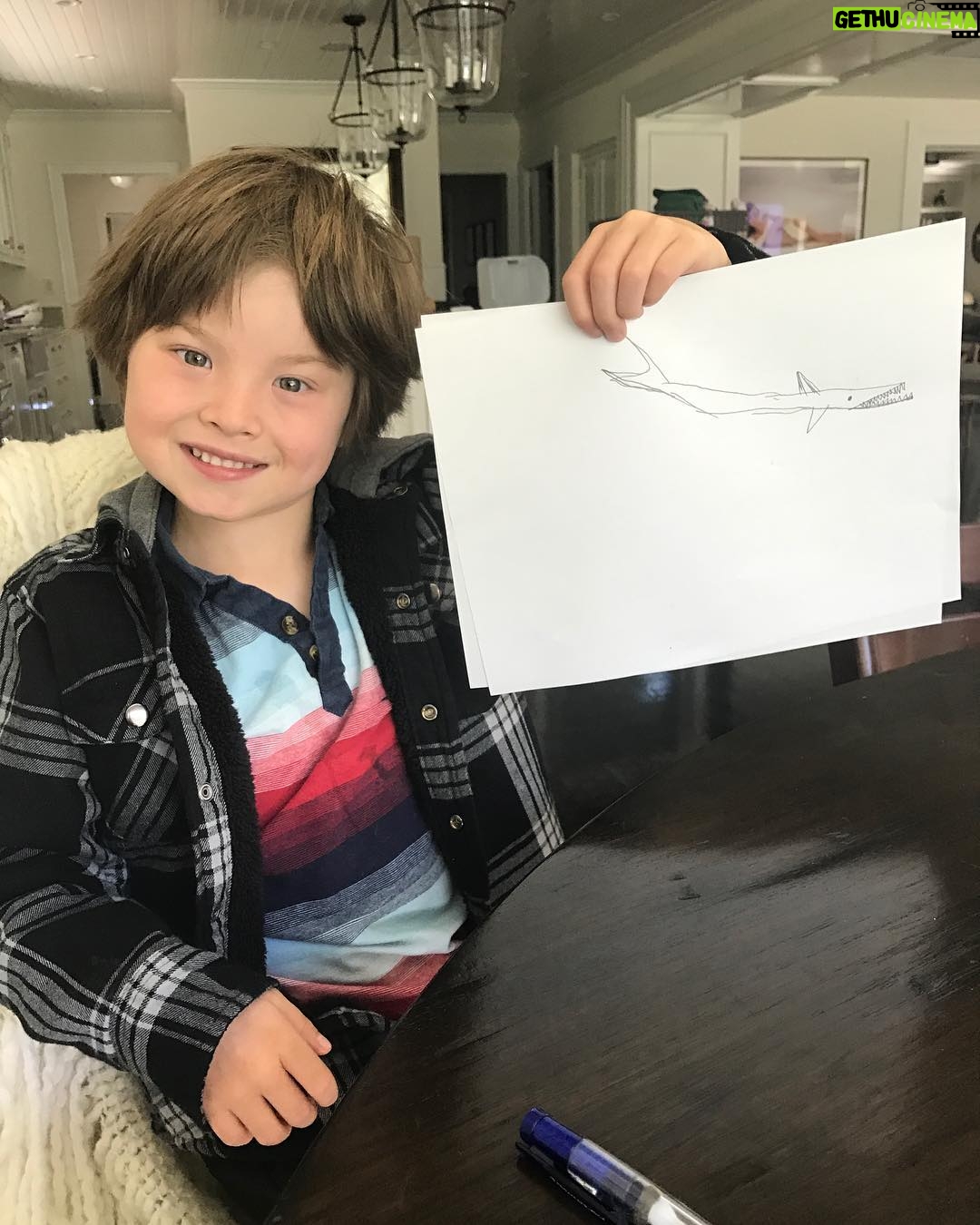 Devon Aoki Instagram - Drawing barracudas #birthdayboy #6!!