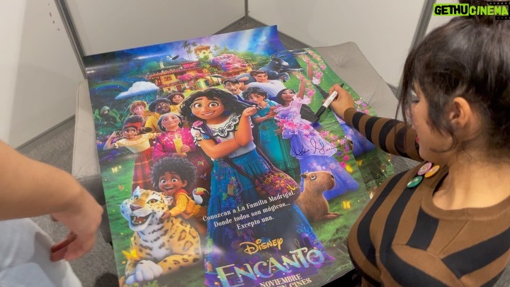 Diane Guerrero Instagram - What a time! Gracias Lima, Peru por tu apoyo y amor 🧡 I loved signing these gorgeous @encantomovie posters honoring this incredible team’s work! 😌