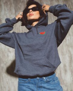 Diane Guerrero Instagram - With my whole heart free P@lestine. A note from the photographer Natalia Colonia: These photos were made with pure love and rage 🍉 MUA/hair: @tatiotmakeup Style: @tamyidrobo Hoodie: @watermelonism