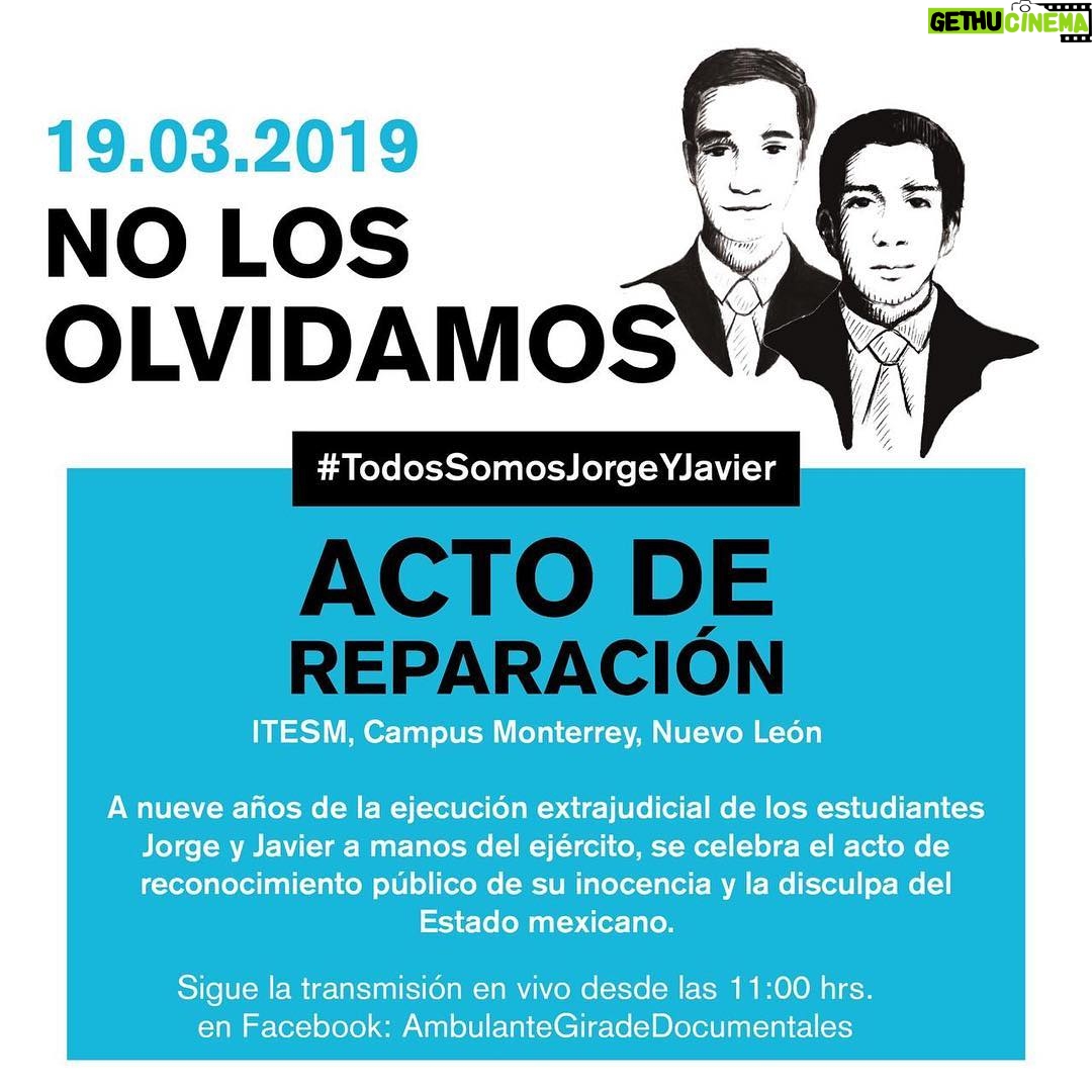 Diego Luna Instagram - No los olvidamos. ¿El @TECcampusMTY se disculpará también? Ojalá así sea... #todossomosjorgeyjavier @ambulanteac