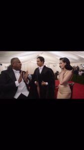 Dita Von Teese Instagram - An all-time favorite #MetGala moment, with @zacposen chatting with @andreltalley ❣️ I was fortunate to be wearing a dress that was exactly right for the #charlesjames exhibit that year. And I might just pull this out of my archives and have breakfast in it, in memory of Andre✨