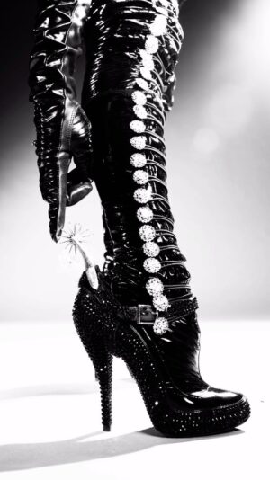 Dita Von Teese Instagram - A little #Teese of visuals created for #DitaLasVegas featuring #boots made just for me by @louboutinworld with @swarovski elements. 
And as always my @secretsinlace #fullfashionedstockings underneath… relaunching soon. 

🎥 @jeremydangerpictures