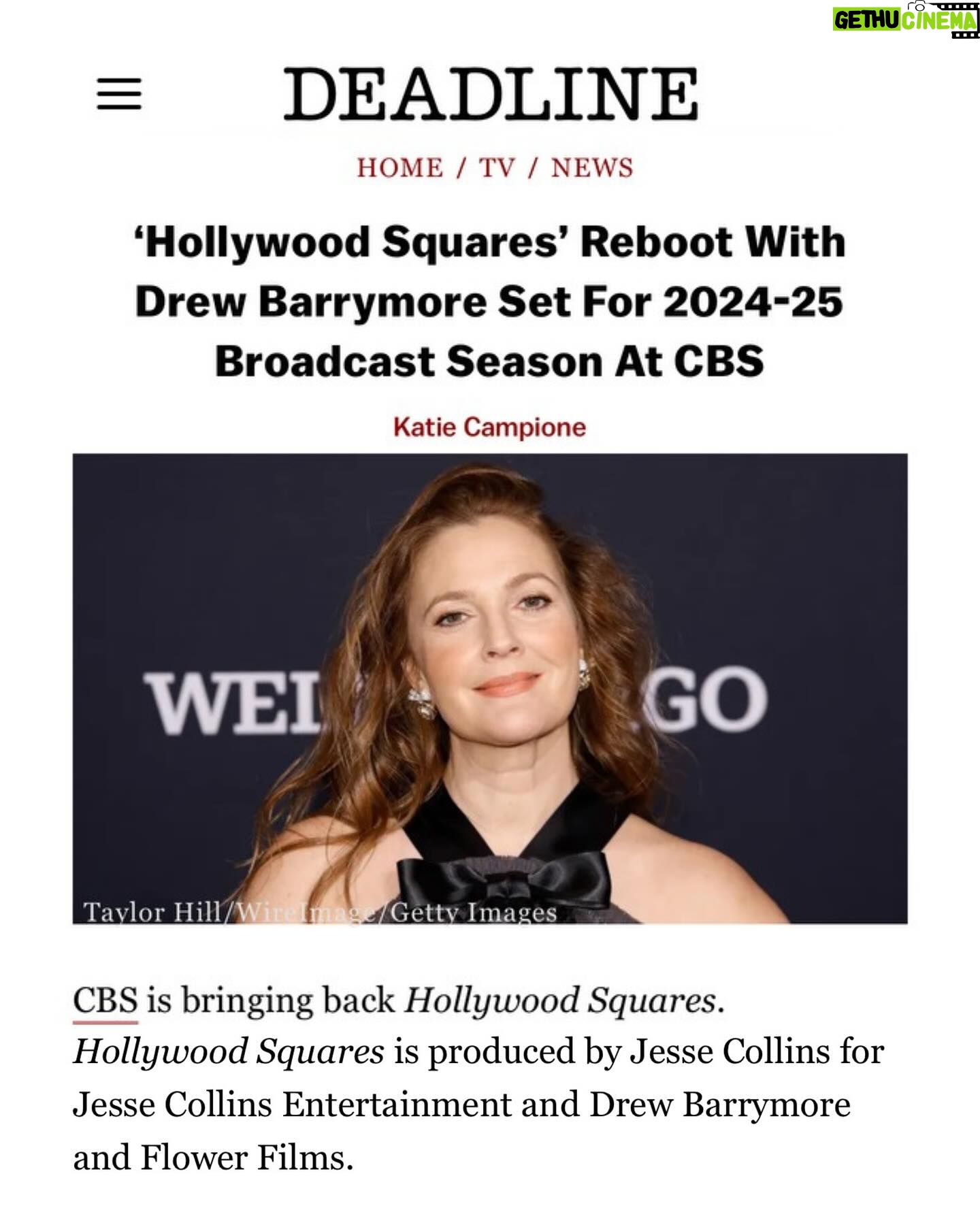 Drew Barrymore Instagram - I’m so excited to share that Hollywood Squares is coming back to @cbstv with @flowerfilms producing along with our partners @jessecollinsent! I will be the center square!