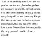 Dylan Mulvaney Instagram - Starting 2024 with a new passport and an essay I wrote for @portermagazine on my pledge to stop people pleasing. Here’s to ease through tsa and the year ahead ❣️✈️ essay link in bio !