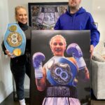Ebanie Bridges Instagram - Felt very honoured to have @johndonaldsonart choose to paint me and this special moment in my life when I won my IBF World title. Thank you so much. It’s amazing 🤩🙏🏼 #Art #Painting #JohnDonaldsonArt #BlondeBomber #EbanieBridges #WorldTitle #Champion