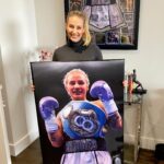 Ebanie Bridges Instagram - Felt very honoured to have @johndonaldsonart choose to paint me and this special moment in my life when I won my IBF World title. Thank you so much. It’s amazing 🤩🙏🏼 #Art #Painting #JohnDonaldsonArt #BlondeBomber #EbanieBridges #WorldTitle #Champion