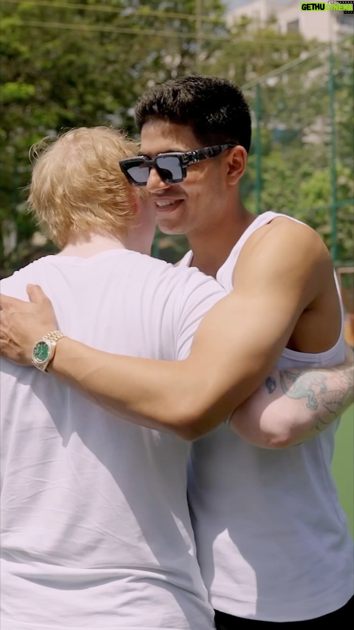 Ed Sheeran - 1.4 Million Likes - Played cricket and had a chat with @shubmangill and @tanmaybhat when I was over in India, had a blast. They cut out the footage of me bowling badly. Full vid on youtube