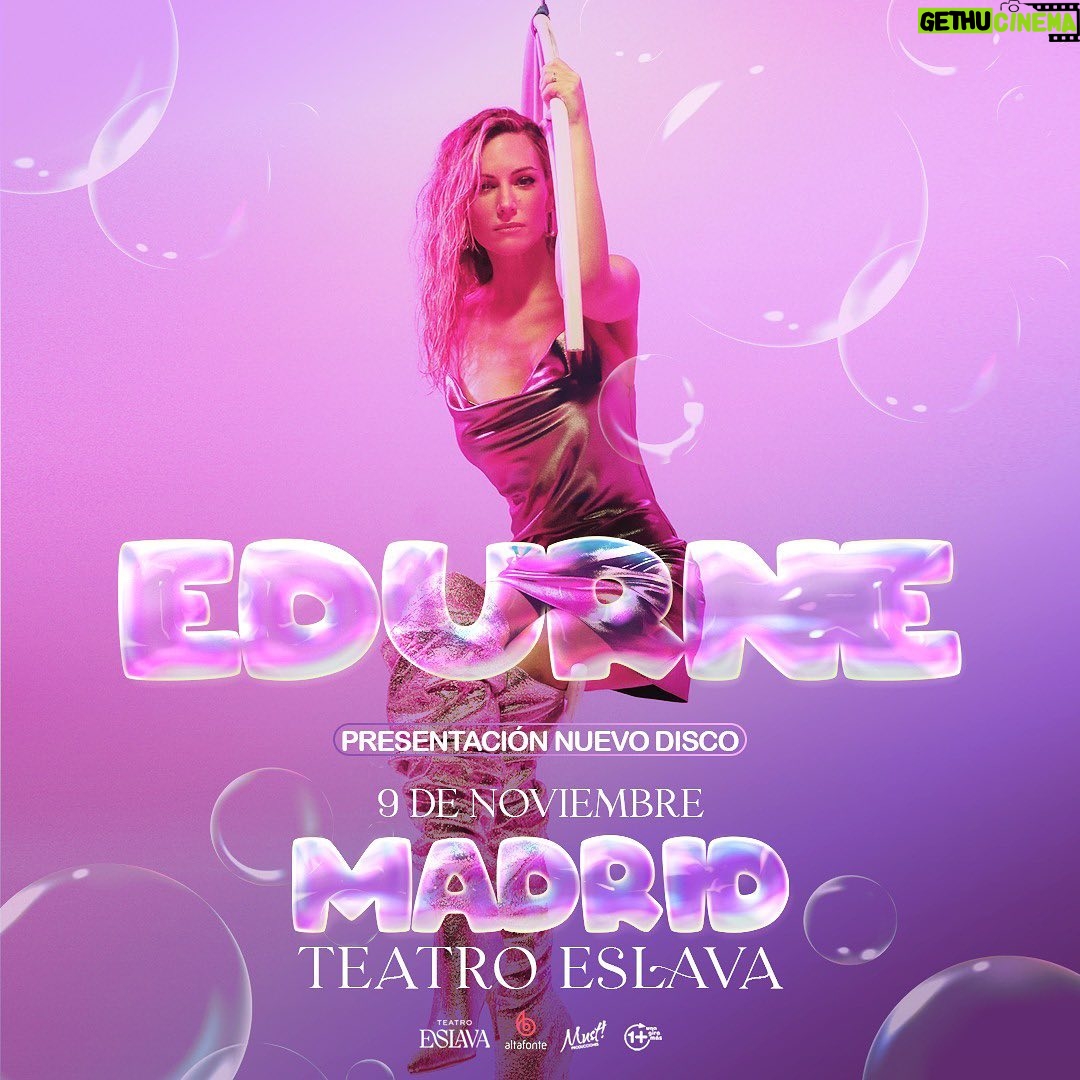 Edurne Instagram - ¡Estoy muy emocionada de empezar a compartiros fechas de la gira! Este verano estaré con bastantes fechas pero aquí os traigo la más especial: la presentación del nuevo álbum. 09/11 TEATRO ESLAVA Concierto suuuper especial, invitados… etc. ¡Me muero de ganas! Las entradas saldrán a la venta en Fever el próximo jueves a las 18.00h y habrá entrada general y un cupo de GOLDEN ACCESS (que incluye M&G, regalo y early entry) ¡Esto empieza chicos!