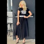 Eleni Menegaki Instagram - Black Elegance! #eleni @megatvcom Μπλούζα & φούστα #accessfashiongr #elenioutfit #blackstyle #outfittoday