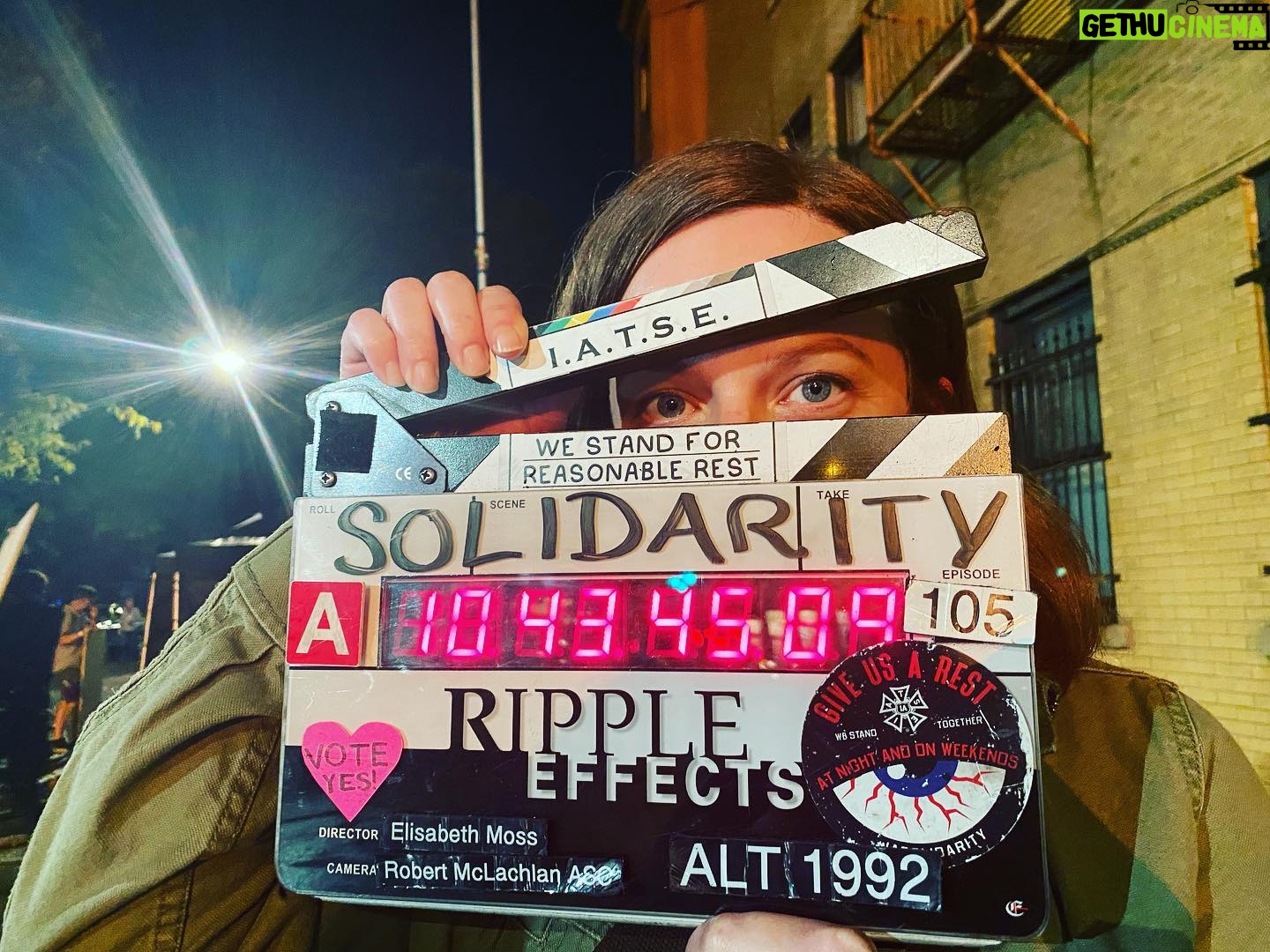 Elisabeth Moss Instagram - I get to do what I love because of the incredible crews that I work with. I 100% stand alongside them and support them getting more than the fair treatment they deserve. They are truly the ones who are responsible for the movies and tv shows that we all love ❤️ @iatse #iatsesolidarity 📸 @emilylazlo