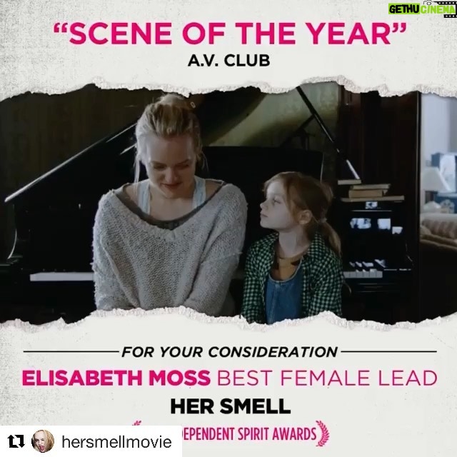 Elisabeth Moss Instagram - Thank you @theavc for naming this scene as your #1 scene of the year and @hersmellmovie as your #1 film of the year. It means so much to me and @alexrossperry and everyone who worked so hard on this film ❤️ #hersmell