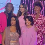 Elizabeth Hurley Instagram - I’m privileged to stand beside these amazing women at the @esteelaudercompanies Breast Cancer Campaign. @leanneperoofficial @iamlaurenmahon @kreenadhiman @drzoewilliams @skyjacquie and research scientist Dame Leslie Fallowfield. I have learnt so much from these women and have so much more to learn @blackwomenrisinguk @southasiansupernovas @girlvscancer #timetoendbreastcancer #elcambassador 💗💗🩷🩷
