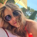 Elizabeth Hurley Instagram - @elizabethhurleybeach bikini and @eltonjohneyewear time 🧡🧡🧡