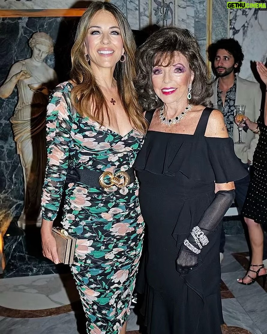 Elizabeth Hurley Instagram - Three cheers for the divine @joancollinsdbe 💗💗💗 So excited to read her memoirs Behind the Shoulder Pads 💗💗💗💗