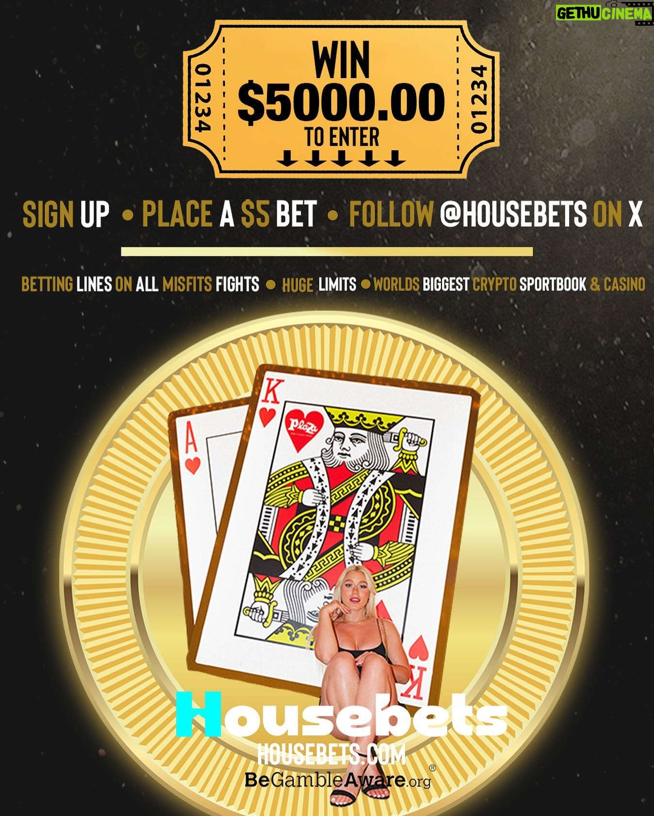 Elle Brooke Instagram - I am so excited to announce my long-term partnership with @housebets !! They are a huge online casino and sportsbook with some crazy limits AND will also have open betting lines on Misfits fights moving forward, including my upcoming bout on Misfits 015 😍 To celebrate our partnership, HouseBets have agreed to giveaway $5000 to one lucky supporter. All you need to do is: 1. Sign up to housebets.com 2. Bet a minimum of $5 and share it to X, tagging at least 2 friends 3. Follow @housebetscom on X https://www.gambleaware.org If it stops being fun, stop!