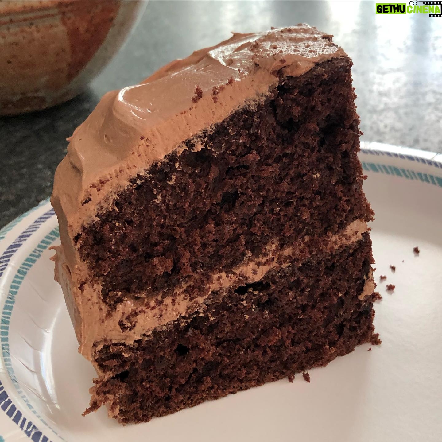 Ellie Kemper Instagram - Happy Mother’s Day to all the mamas, aunts, grandmas, sisters, mothers-in-law, and caretakers working overtime these days!! And while it is certainly not a contest....I do happen to have the very best Mom in the world. Here is the cake she made me last week for my birthday (blue-glove service, of course). This is a chocolate cake with mocha icing and she has been making it for my three siblings and me for the past four decades. When I was in college, she would SHIP one to me every year on my birthday. And this is exactly how she has won the Best Mom contest. My mom is smart, gracious, kind, and very, very funny. I am so lucky to be her daughter. ❤️❤️