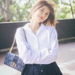 Elva Ni Chen-Xi Instagram - Feeling refreshed in Dior denim Oblique 🩵 @dior #diorfall24