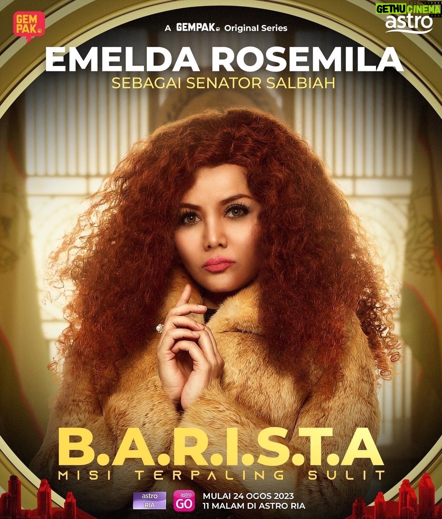 Emelda Rosemila Instagram - Wow hampir tak kenal dgn wajah sendiri heheh. Excitednya nak tgk 1st episode BARISTA Misi Terpaling sulit malam nie. Pukul 11pm tauu kawan2 semua, kat AstroRia setiap khamis.😎 #senatorsalbiah.