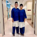 Emelda Rosemila Instagram - Keluarga kecil Mel.💙 Baju Melayu the boys dari @kho.sae 😍 Kebaya Mel @bajukurungklasik_hc 😍 Raya2024