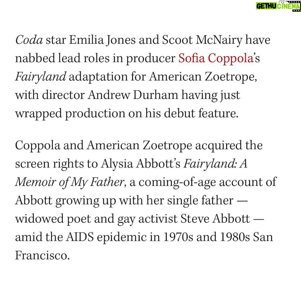 Emilia Jones Instagram - FAIRYLAND! Honoured to have played a part in turning this beautiful memoir into a movie ♥️