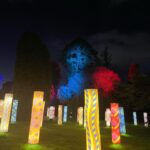 Emilie de Ravin Instagram - Fun night over the weekend at the beautiful @royalbotanicgardensvic for their final weekend of #lightscape We love these gardens so much, was super cool to see them all lit up (& with wonderful art installations too) at night! 🌈✨🫶🏼