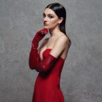 Emily Carey Instagram - lady in red for @marieclaireuk 🌹 Photography: @kylegalvin_ Stylist: @sarahroseharrison Makeup: @sarahillmakeup @thewallgroup Hair: @rosskwan @aframe_agency Manicurist: @juliababbage assisted by Sara Sorrenti