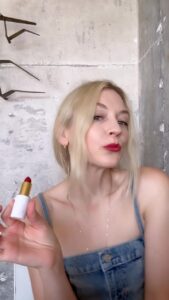 Emily Kinney Instagram - Hanging out with @tina_turnbow and trying out @ogee ‘s lip colors for my upcoming shows…which do u like best on me?! (I think I like the bright red 💄💋!)