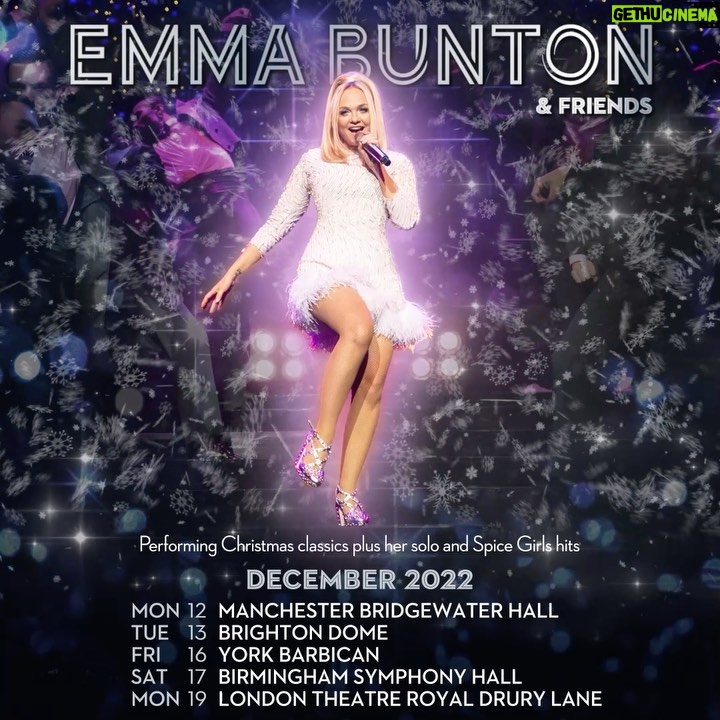 Emma Bunton Instagram - I’m so excited to announce that I’m going on tour this December! 🎉💗 Tickets for Emma Bunton’s Christmas Party will go on presale at 10am on Thursday and general sale at 10am on Friday. 🎫Bookmark the link in my bio to access the presale. The full list of dates are: Mon 12 - Manchester Bridgewater Hall Tue 13 - Brighton Dome Fri 16 - York Barbican Sat 17 - Birmingham Symphony Hall Mon 19 - London Theatre Royal Drury Lane I’ll also be bringing along some very special guests which I’ll be announcing soon! 🎁Christmas is my favourite time of year, so what better way to celebrate! Can’t wait to see you all. X #emmabunton #emmabuntonschristmasparty