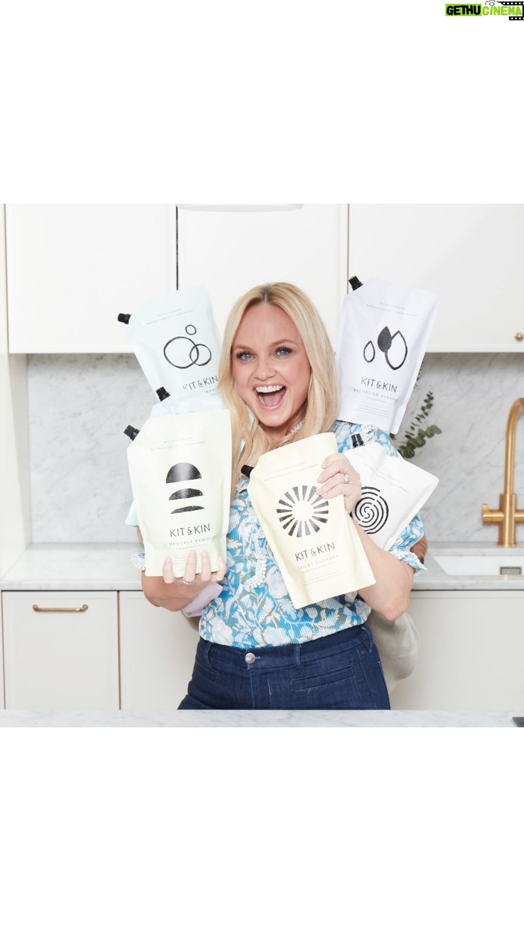 Emma Bunton Instagram - Today I get to spill the tea on something big! 🥁 A few weeks ago I asked you to take a guess on Kit & Kin’s new product range and so many of you were on the mark saying … drumroll … eco cleaning! 🧽 Kit & Kin’s plant-based, refillable eco cleaning range will be available at www.kitandkin.com TOMORROW and I’m honestly so proud of it! Made without any harsh chemicals to be kinder to your family, this gorgeous range is already proven to be more effective than the leading brands! The naturally-derived ingredients and refillable bottles mean that it’s kinder on our planet, too. And as with all things Kit & Kin, every product you buy helps protect acres of precious rainforest! Here’s a sneak preview of our beautiful refill pouches. Comment with 👀 if you can spot someone special hiding!