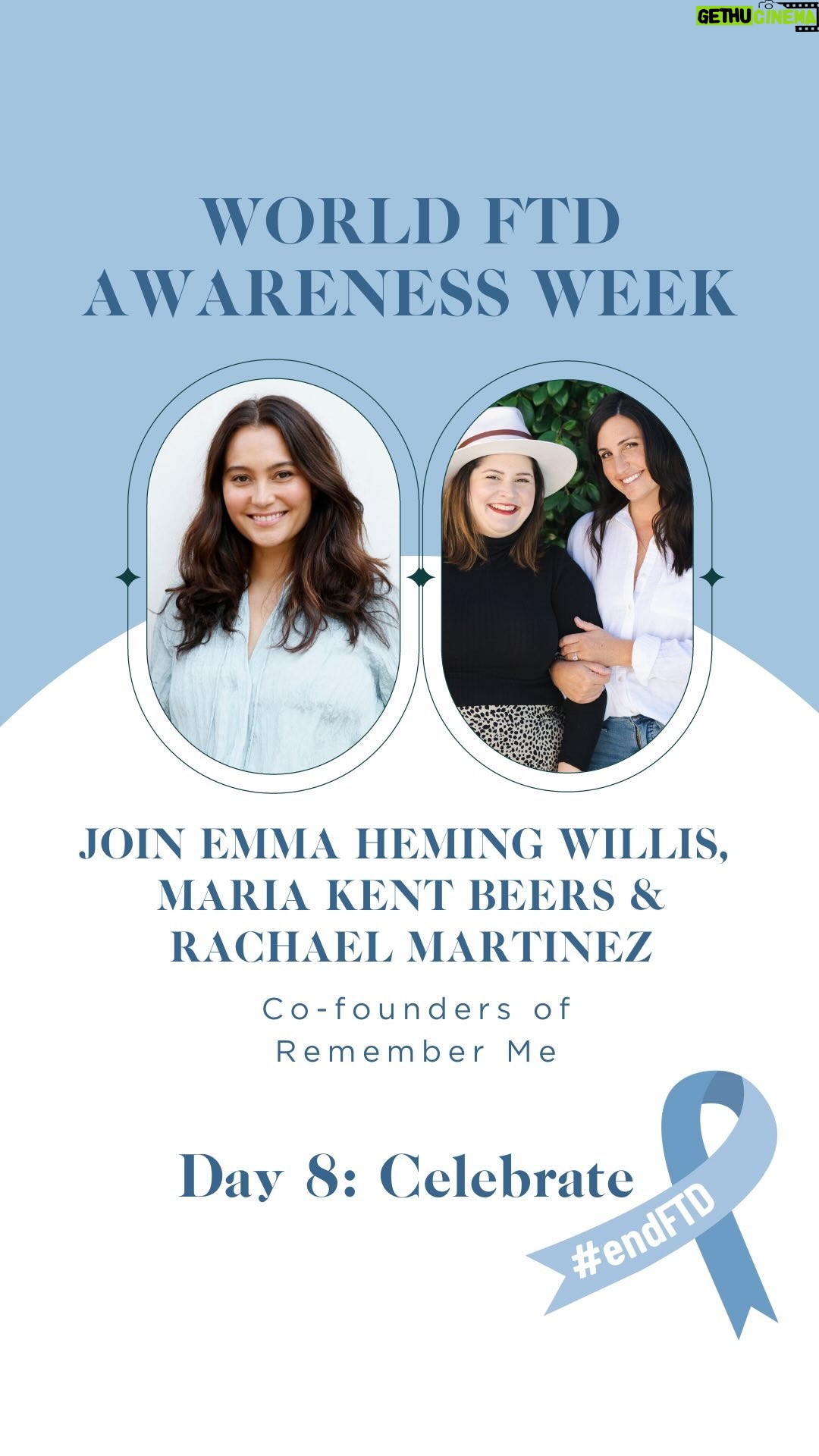 Emma Heming Instagram - The theme for today, the final day of World FTD Awareness Week is “Celebrate.” Today we’ll be focused on honoring and remembering loved ones with FTD, as well as celebrating others who’ve been there for you on your own journey. And in that spirit, personally, I need to “celebrate” Maria Kent Beers and Rachael Martinez, the dynamic duo of @remembermepodcast. Their podcast was my first entry point so I could try to make heads or tails of what FTD is from a human side versus the medical professional’s standpoint I was receiving. They were two people that spoke a language I could understand as well as their guests. If you are in this community or want to learn more about FTD please look up their podcast. It’s insightful, educational and real. Keep going ladies. You are making an impact. Their full interview and podcast is in my link in bio 🩵 #worldftdawarenessweek #frontotemporaldementia #icareaboutftd #wecareaboutftd #endftd
