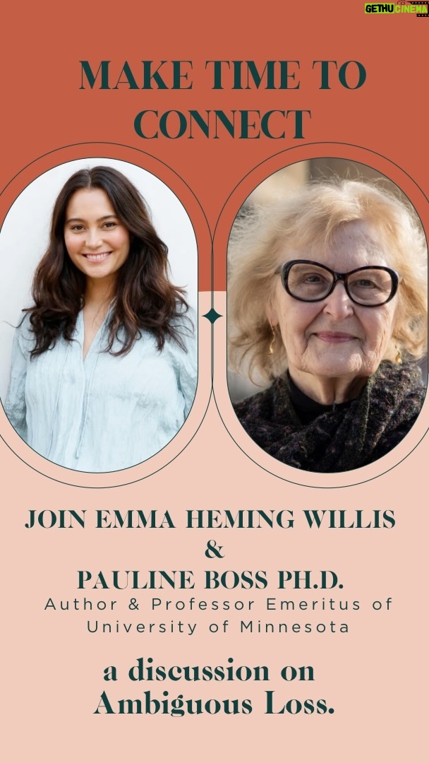 Emma Heming Instagram - If you love someone with dementia then you’ve probably heard about ambiguous loss and Pauline Boss, PhD. Dr. Boss coined the phrase in the 1970’s. Through her teachings as professor, 45 years as a family therapist and books around this very subject, she has helped many throughout her impactful career, including myself. Dr. Boss recently retired but I had the privilege of talking with her over on Make time to Connect. I hope you will find comfort and support in her teachings 🧡 Link in my bio. #dementiaawareness #ftdawareness #ambiguousloss #carepartner