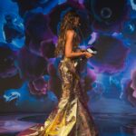 Enjy Kiwan Instagram - Absolute pleasure hosting the @voguearabia ball of Arabia under the theme mermaids of the gulf. Thank you for having me . Dressed in a custom made @kachmarreem Stunning jewelry @jacobandco Hair and make up @isabellabella_official Styled by @yasmineeissa