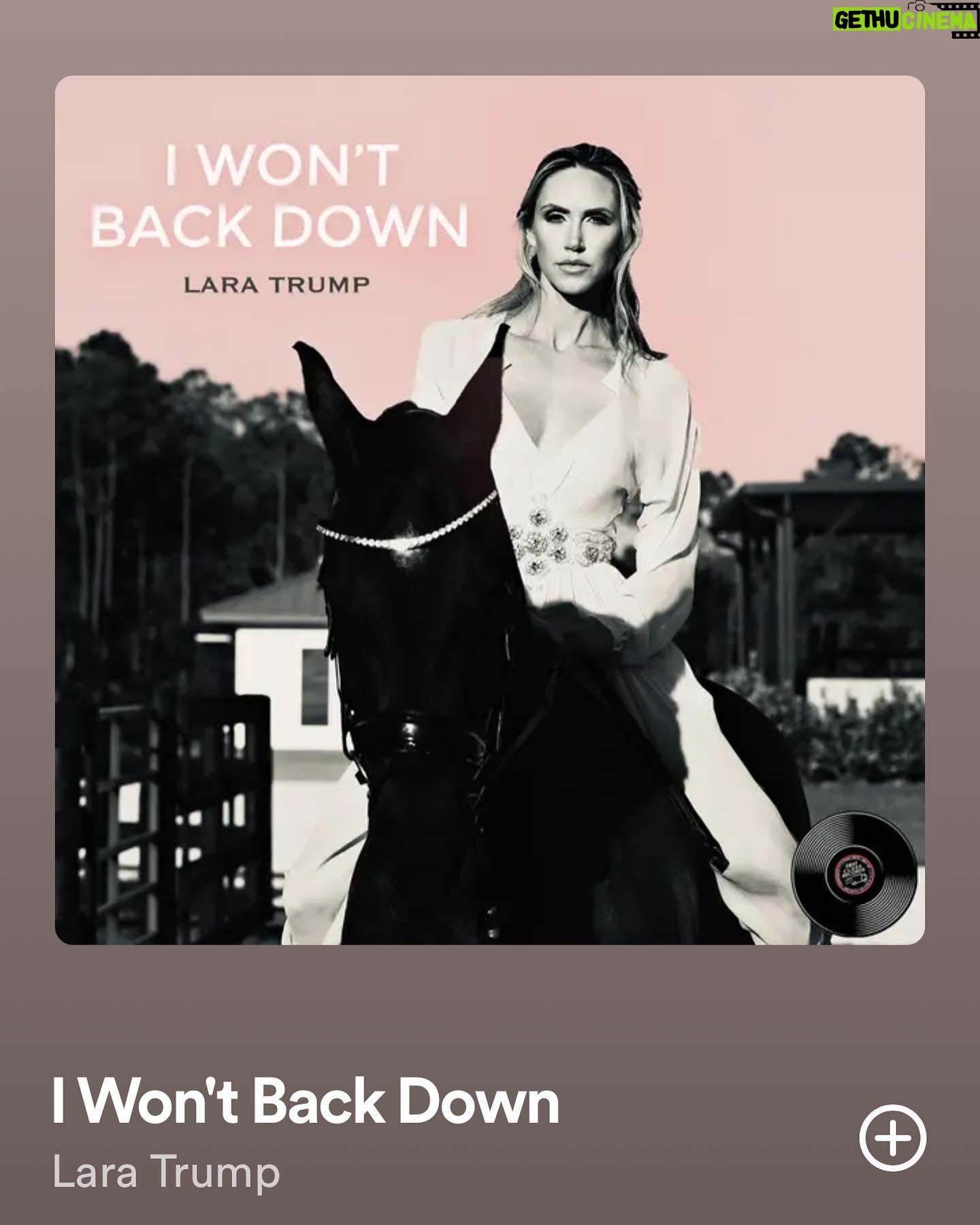 Eric Trump Instagram - She will certainly not back down from being shadow banned! Congratulations @laraleatrump on releasing your own version of “I won’t back down!” I am proud of you! Make sure to download and listen wherever you stream music and let’s show the left that we won’t back down!